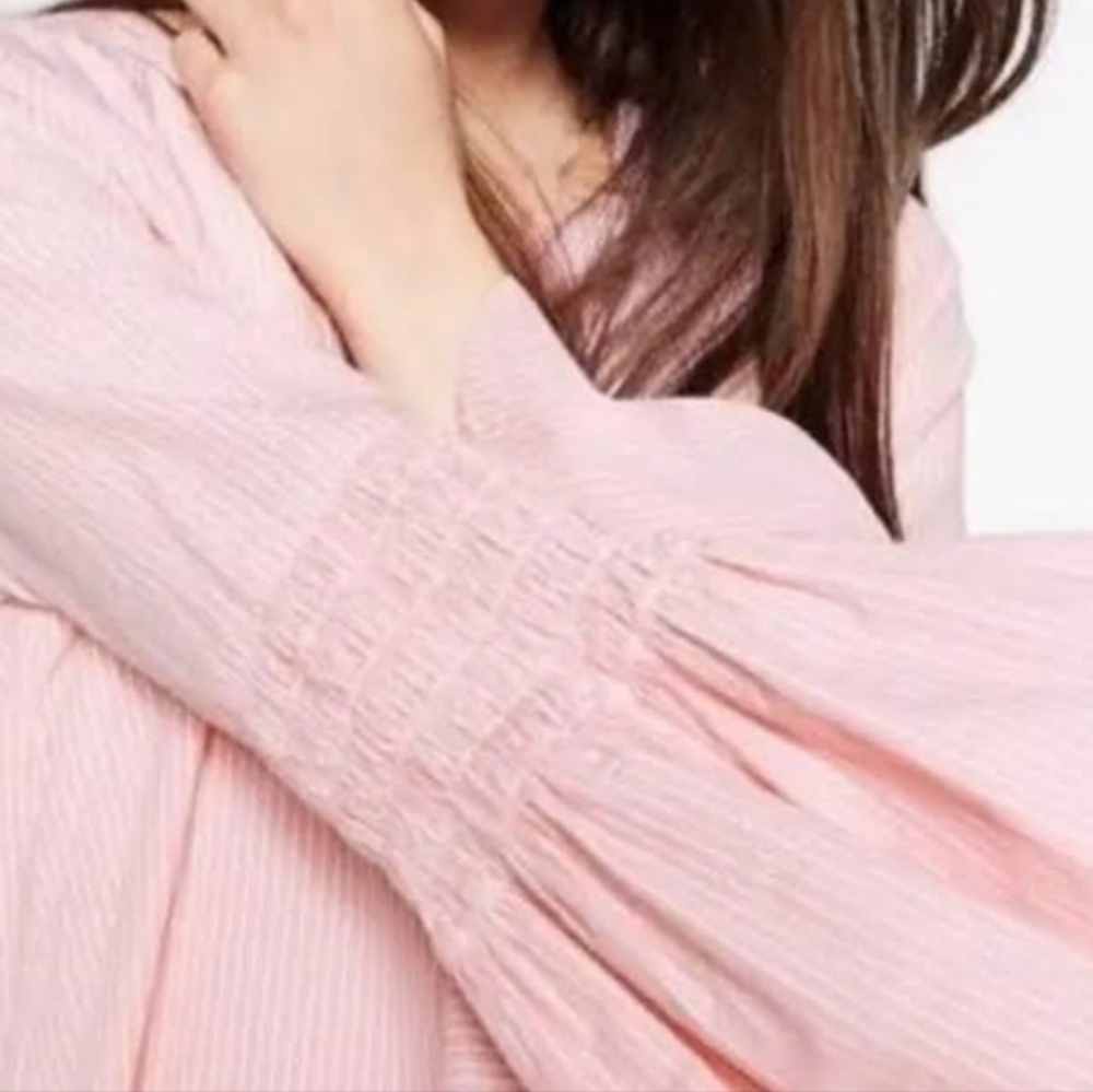 Zara Light Pink Bell Sleeve Blouse 100% Cotton - Picture 2 of 12